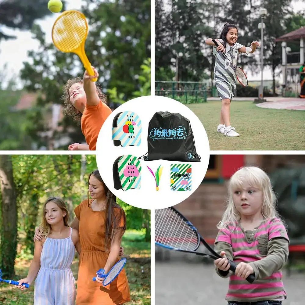 Jazzminton Set Hand Racket Badminton Shuttlecock Toy Fun Paddle Game Set Kids Interactive Game Paddle Ball Outdoor Games For