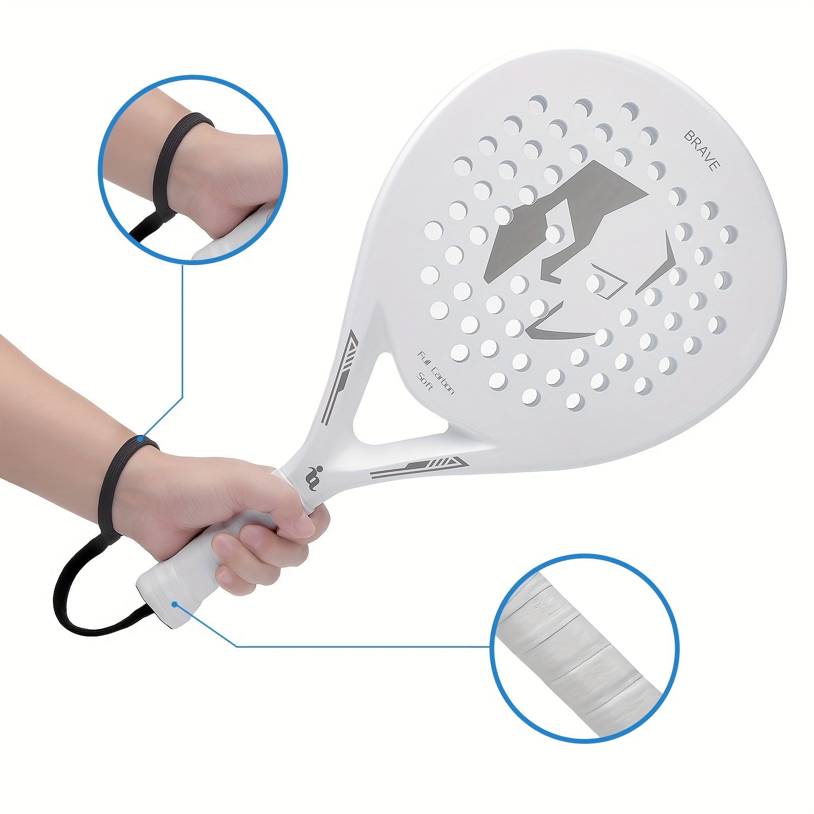 IANONI Professional Carbon Fiber Padel Tennis Racket for Men & Women - High-Performance, Lightweight, and Durable with Enhanced Control - Perfect for Holiday Gifts (White), Tennis Accessories, Sports Equipment, Sleek Sports G