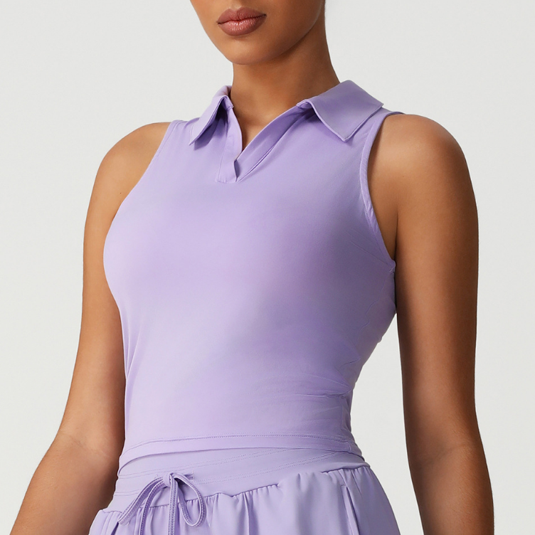 Skims Tight Sports Quick Dry Vest Women Running Tennis Workout Clothes Top Polo Collared Sweatshirt