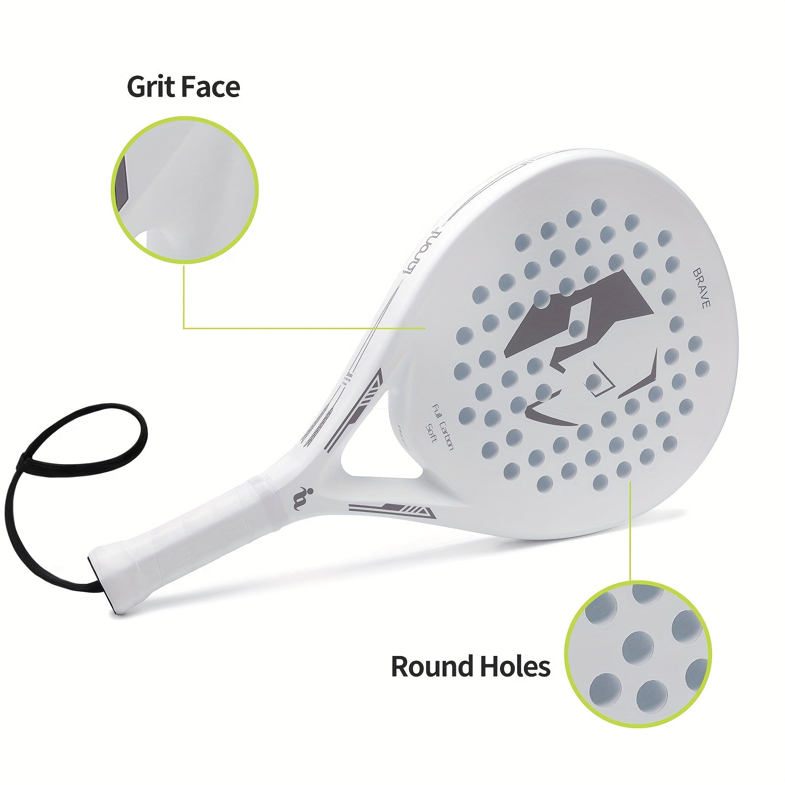 IANONI Professional Carbon Fiber Padel Tennis Racket for Men & Women - High-Performance, Lightweight, and Durable with Enhanced Control - Perfect for Holiday Gifts (White), Tennis Accessories, Sports Equipment, Sleek Sports G