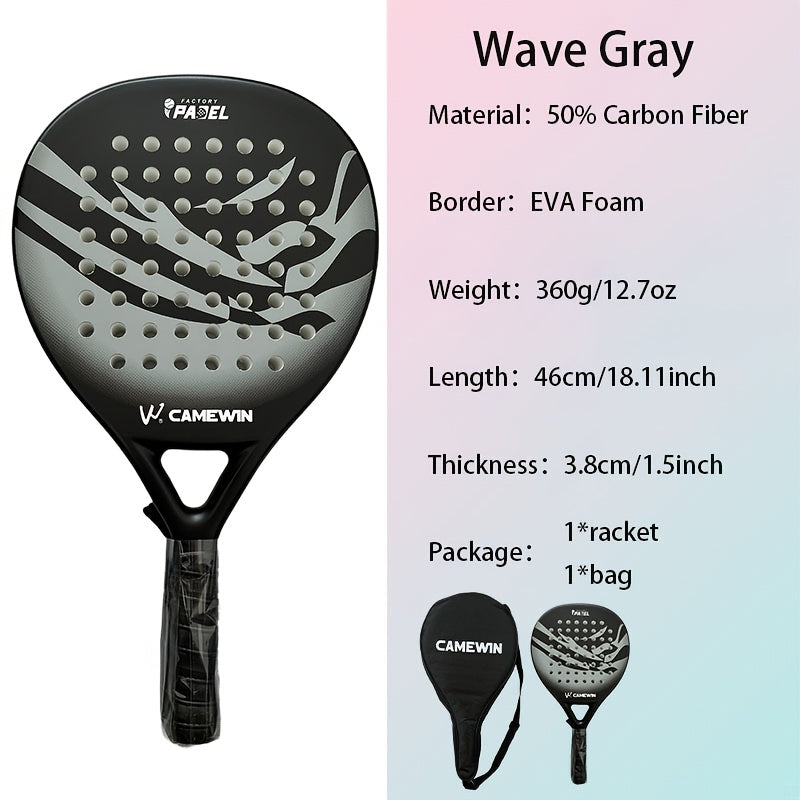 [New Hot, Padel Racket] 1pc Glassfiber Soft EVA Face Padel Racket Tennis Paddle Racquet with Padel Bag Cover - New Hot