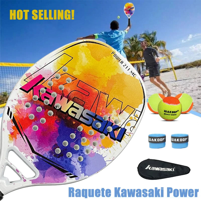 Original Kawasaki Beach Tennis Racket Carbon Professional Raquete beach tenis Tennis Racquet Rough Face With Bag