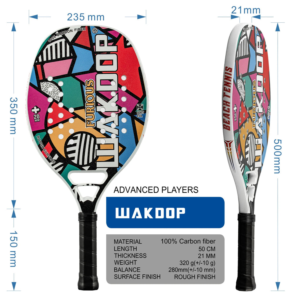 Original Kawasaki Beach Tennis Racket Carbon Professional Raquete beach tenis Tennis Racquet Rough Face With Bag
