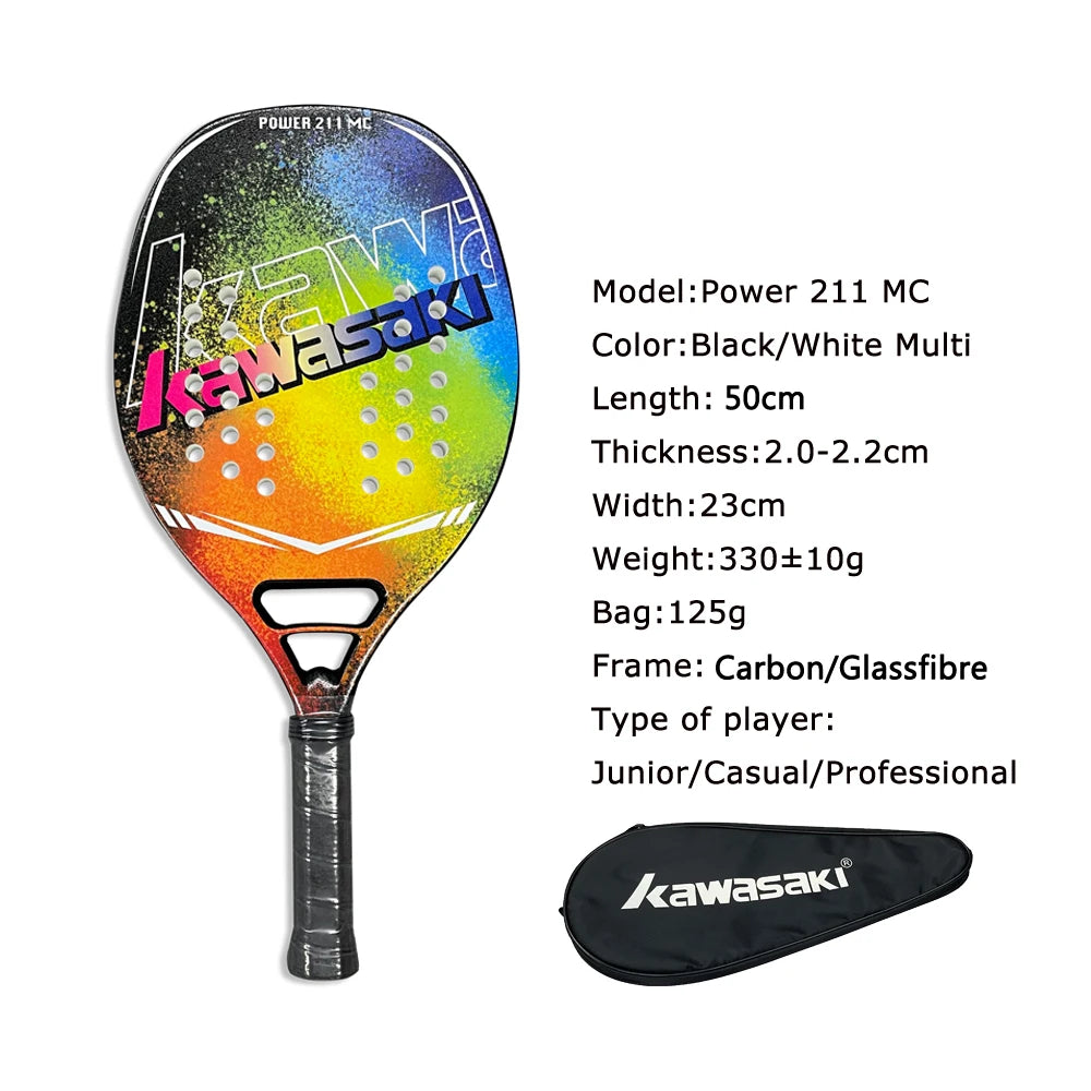 Original Kawasaki Beach Tennis Racket Carbon Professional Raquete beach tenis Tennis Racquet Rough Face With Bag