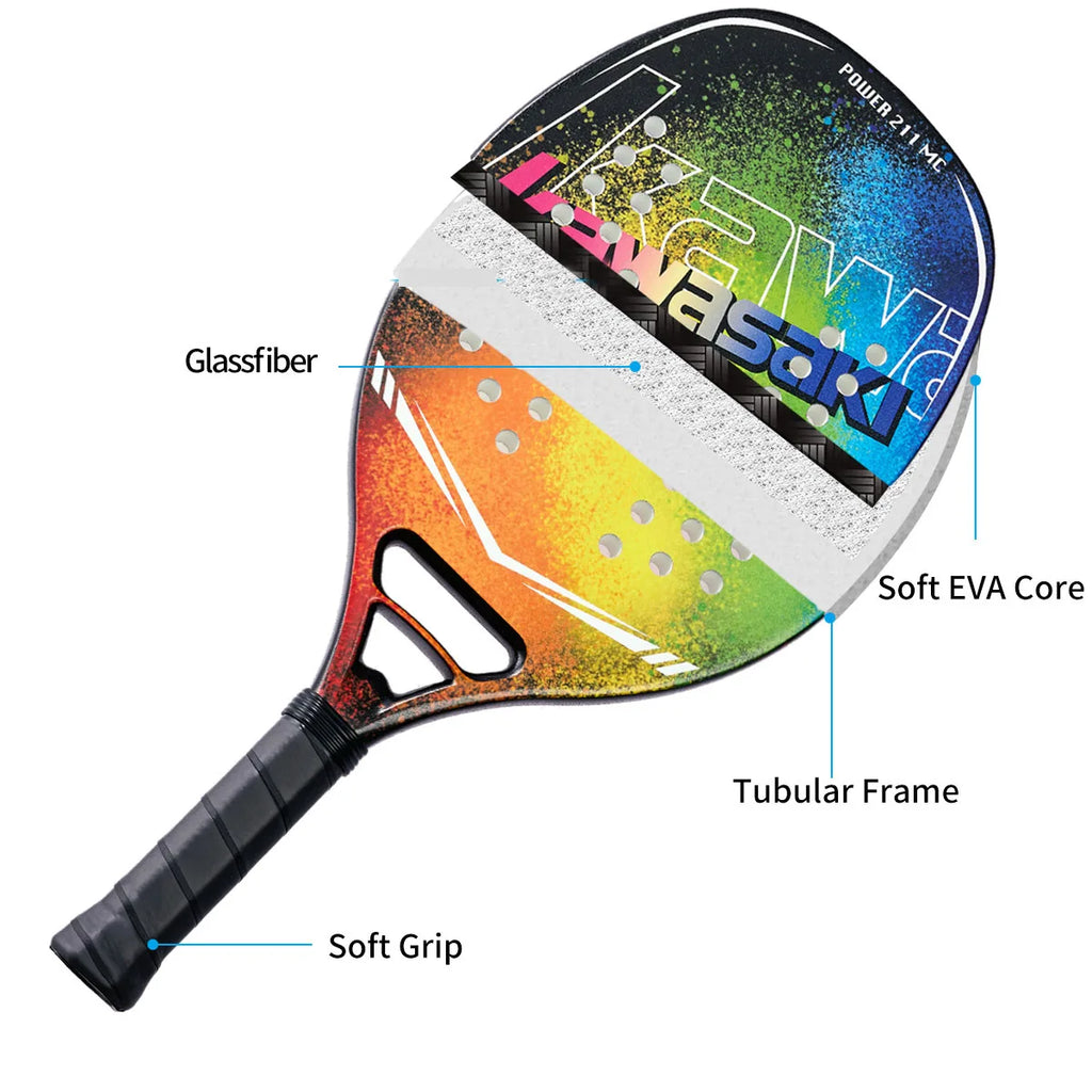Original Kawasaki Beach Tennis Racket Carbon Professional Raquete beach tenis Tennis Racquet Rough Face With Bag