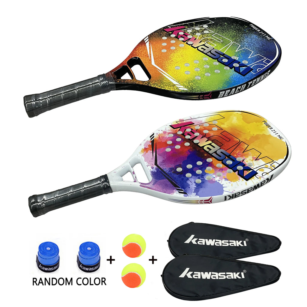Original Kawasaki Beach Tennis Racket Carbon Professional Raquete beach tenis Tennis Racquet Rough Face With Bag