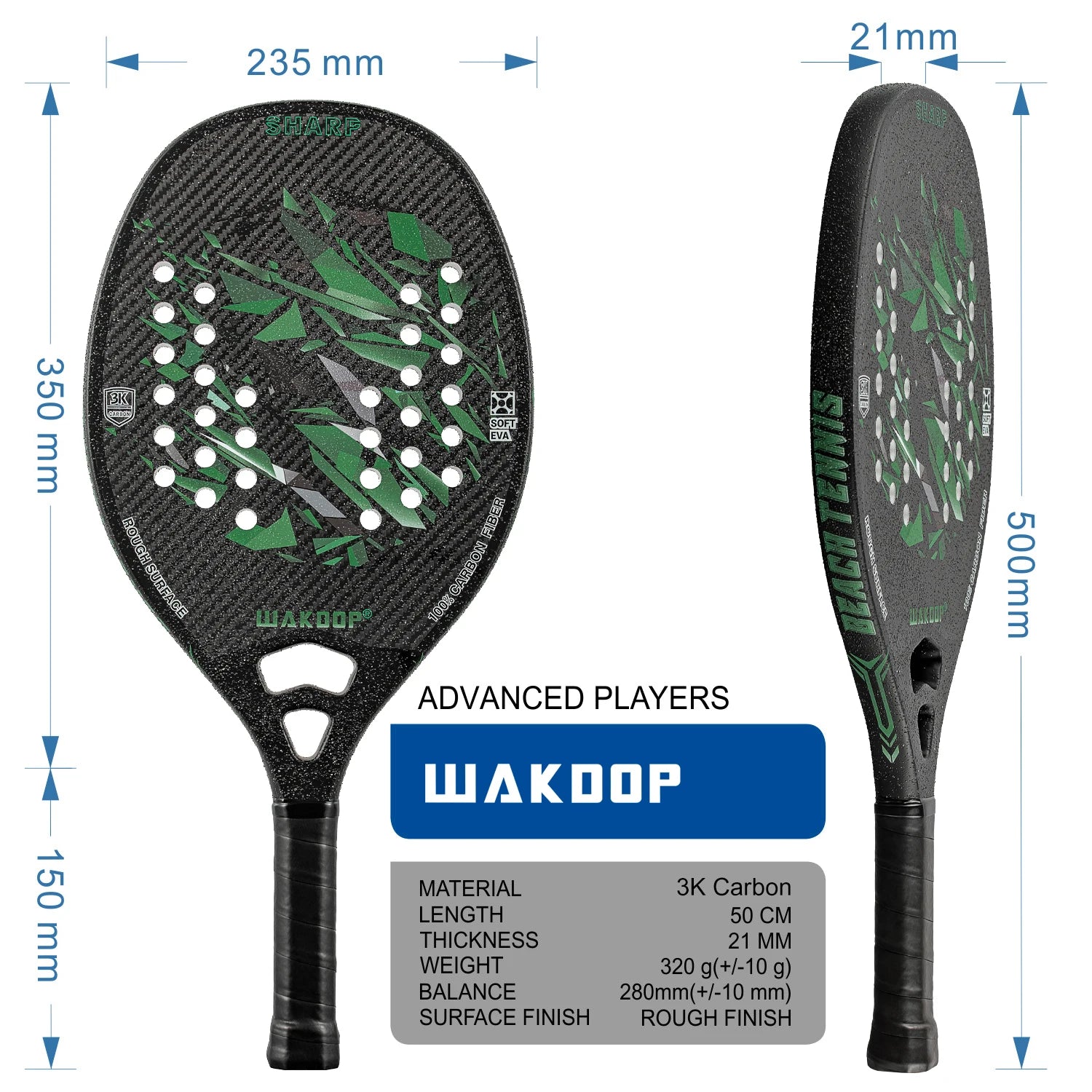 Original Kawasaki Beach Tennis Racket Carbon Professional Raquete beach tenis Tennis Racquet Rough Face With Bag