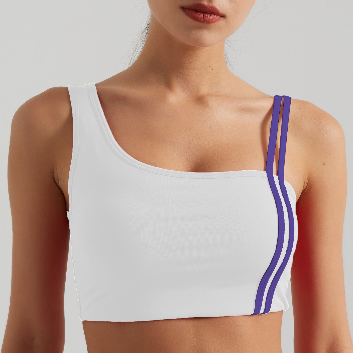 White Hit Blue Stripe Top