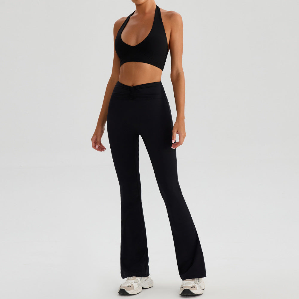 Black: Bra Bell-Bottom Pants