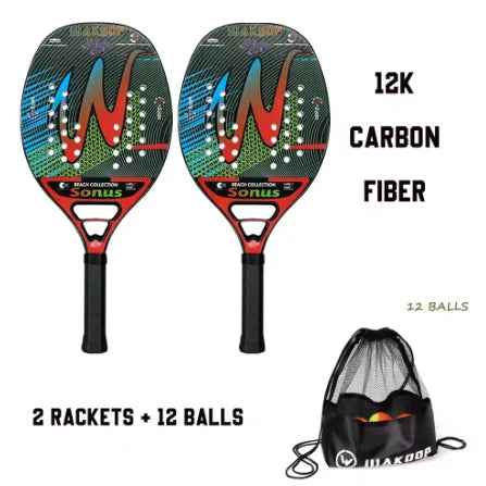Wakdop 12K Raquete beach tenis Carbon Fiber Rough Surface Beach Tennis Racket