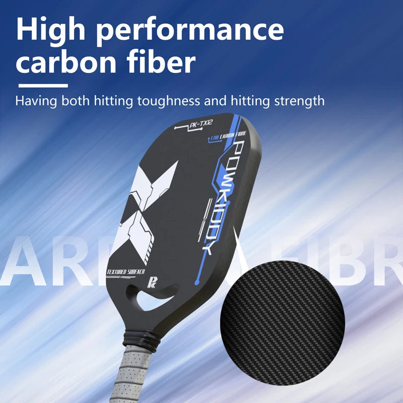 Pickleball Paddle, T700 Carbon Fiber Racket with Aero Throat, 14MM Polypropylene Honeycomb Core, Textured Carbon Grit Surface!