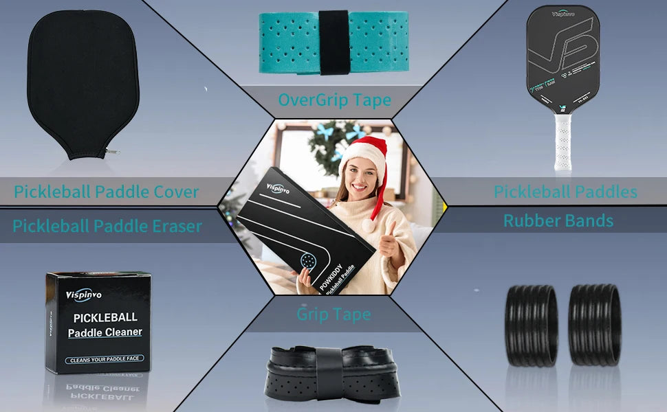 Pickleball racket gift box set carbon fiber T700 integrated racket certified by USAPA balanced racket - black and white