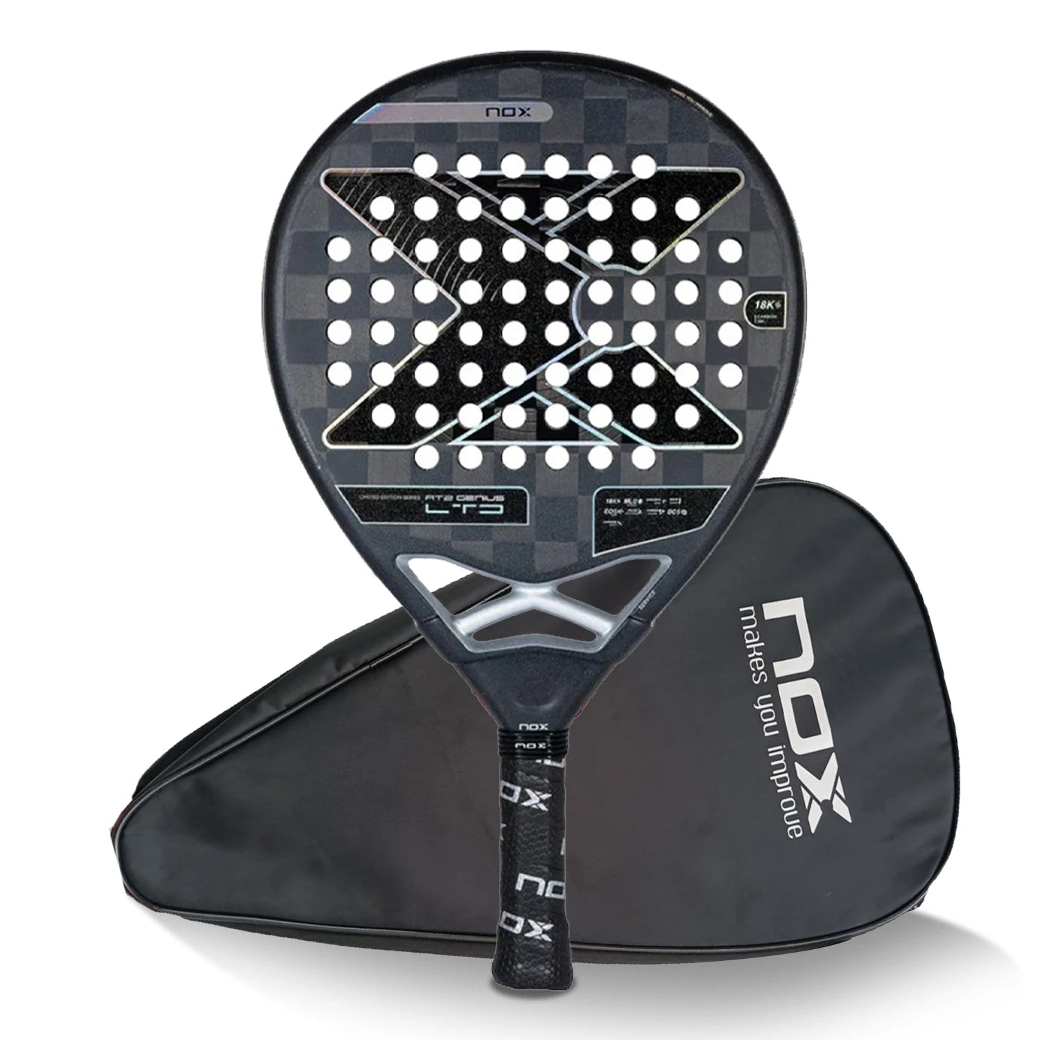 X-ONE-Carbon Fiber Paddle Raquete de tênis, núcleo redondo forma para iniciantes, raquete sem capa saco, 3K 12K 18K