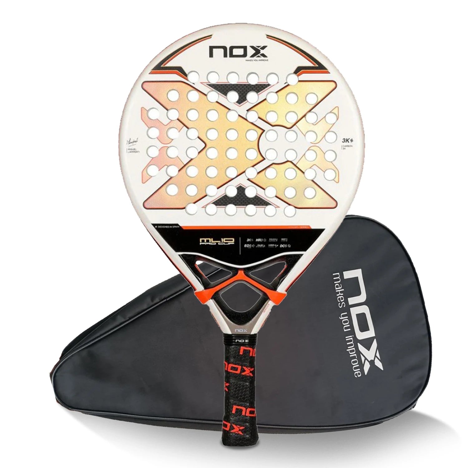 X-ONE-Carbon Fiber Paddle Raquete de tênis, núcleo redondo forma para iniciantes, raquete sem capa saco, 3K 12K 18K