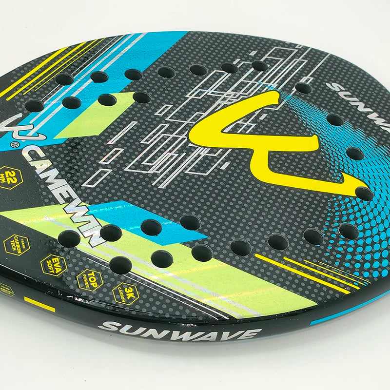Camewin 3K Beach Tennis Racket Full Carbon Fiber Rough Surface Outdoor Sports Racket For Men Women Adult Senior Player 2024 New