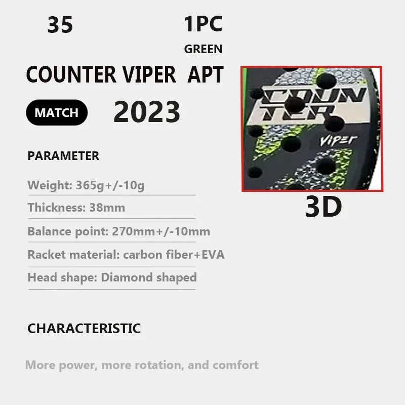 Padel Plate Tennis Racket Carbon Fibre Composite Diamond Shaped EVA Laminated Foam HPS Fengdong 3D SPIN Sports Racquet