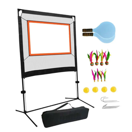 Jazzminton Net Set Easy Setup with Carry Bag with Shuttlecocks with Rackets for Outdoor Beach Sports Indoor Home