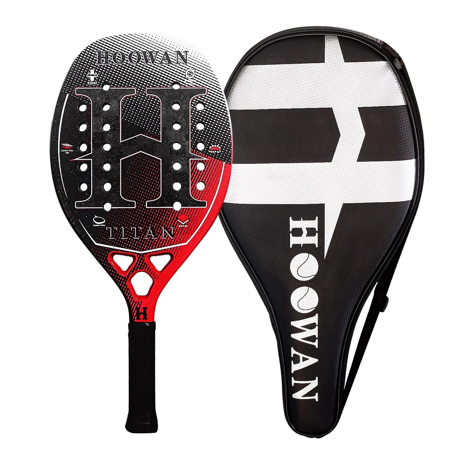 HOOWAN TITAN 18K Beach Tennis Racket Professional T700 Carbon Fiber 18K Rough Surface 22MM Profil Well Balance
