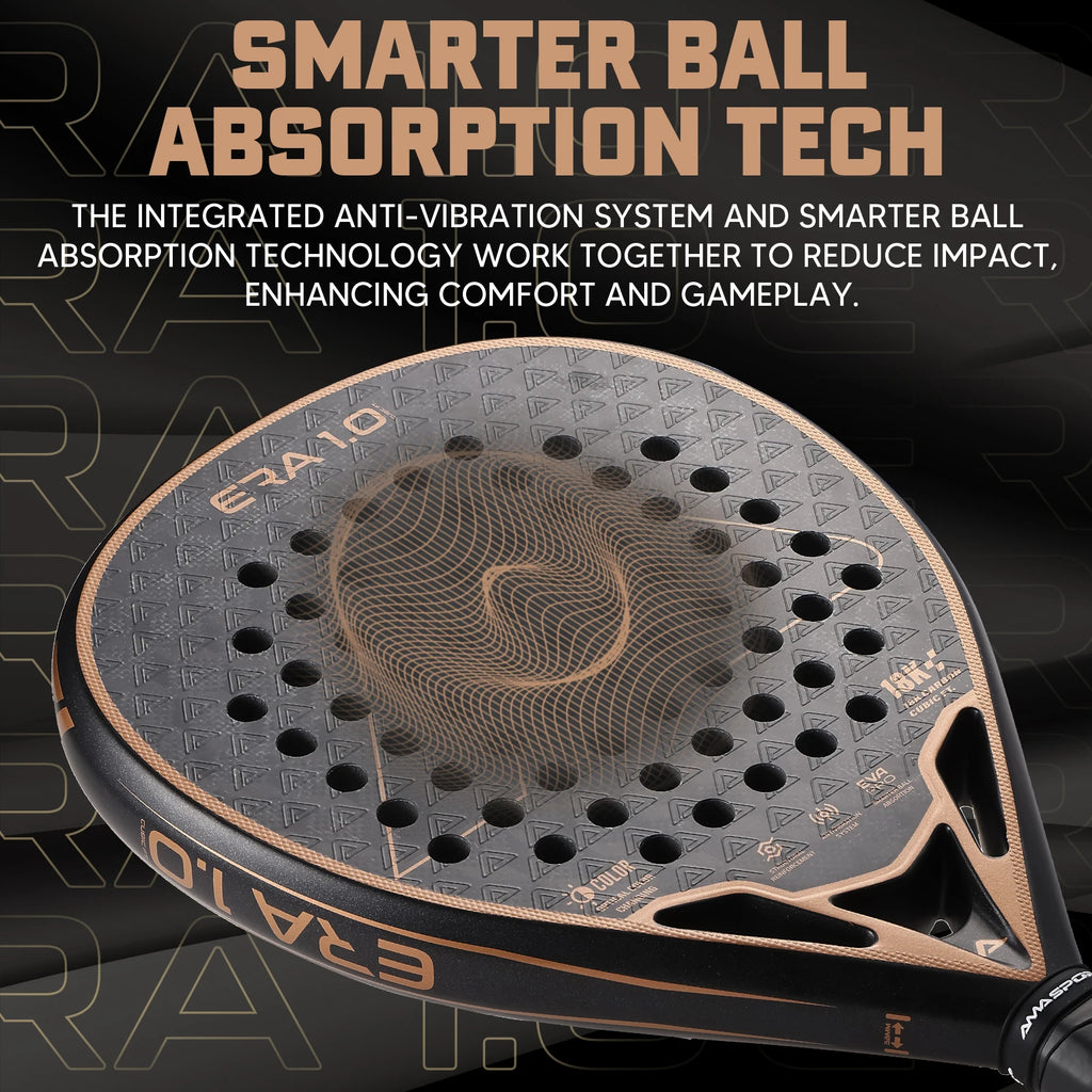 AMASPORT 18K Carbon Cubic Padel Racket Diamond Shape with 3D-Textured Surface Smarter System for Enhanced Control Padel Racquet