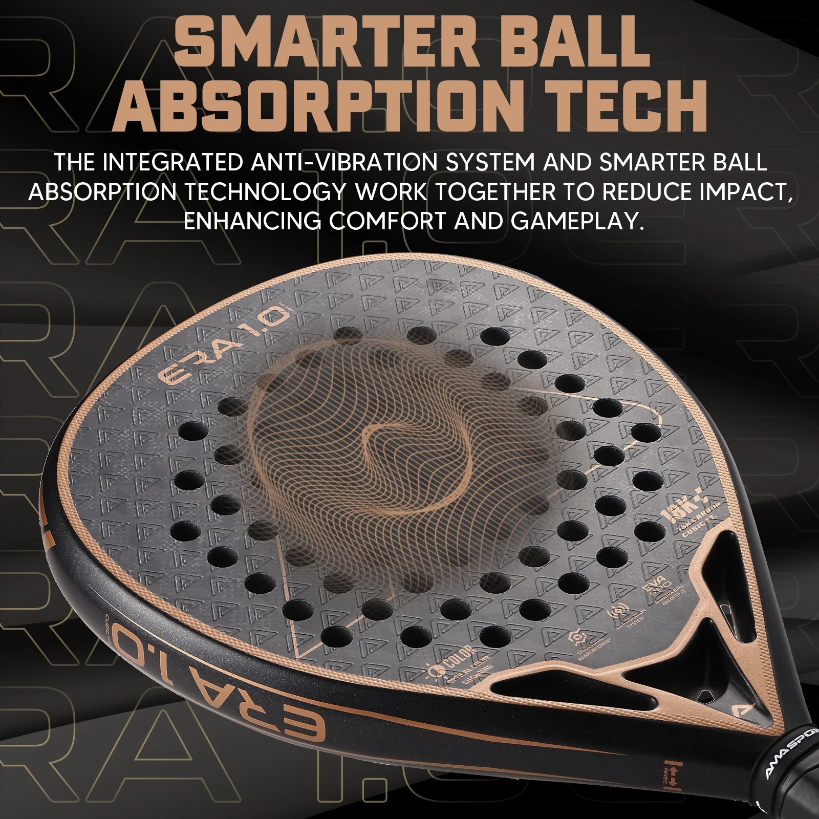 AMASPORT 18K Carbon Cubic Padel Racket Diamond Shape with 3D-Textured Surface Smarter System for Enhanced Control Padel Racquet