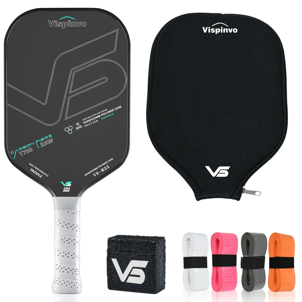 Pickleball racket gift box set carbon fiber T700 integrated racket certified by USAPA balanced racket - black and white