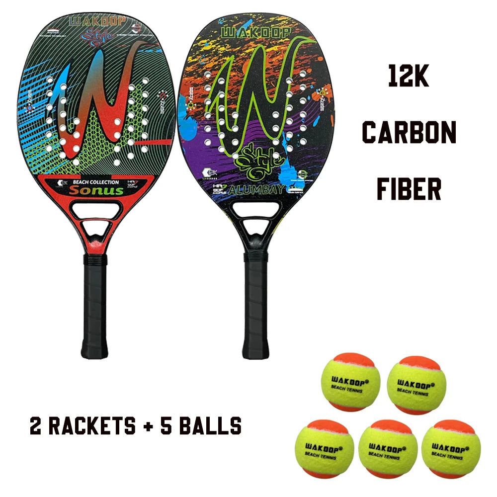 Wakdop 12K Raquete beach tenis Carbon Fiber Rough Surface Beach Tennis Racket