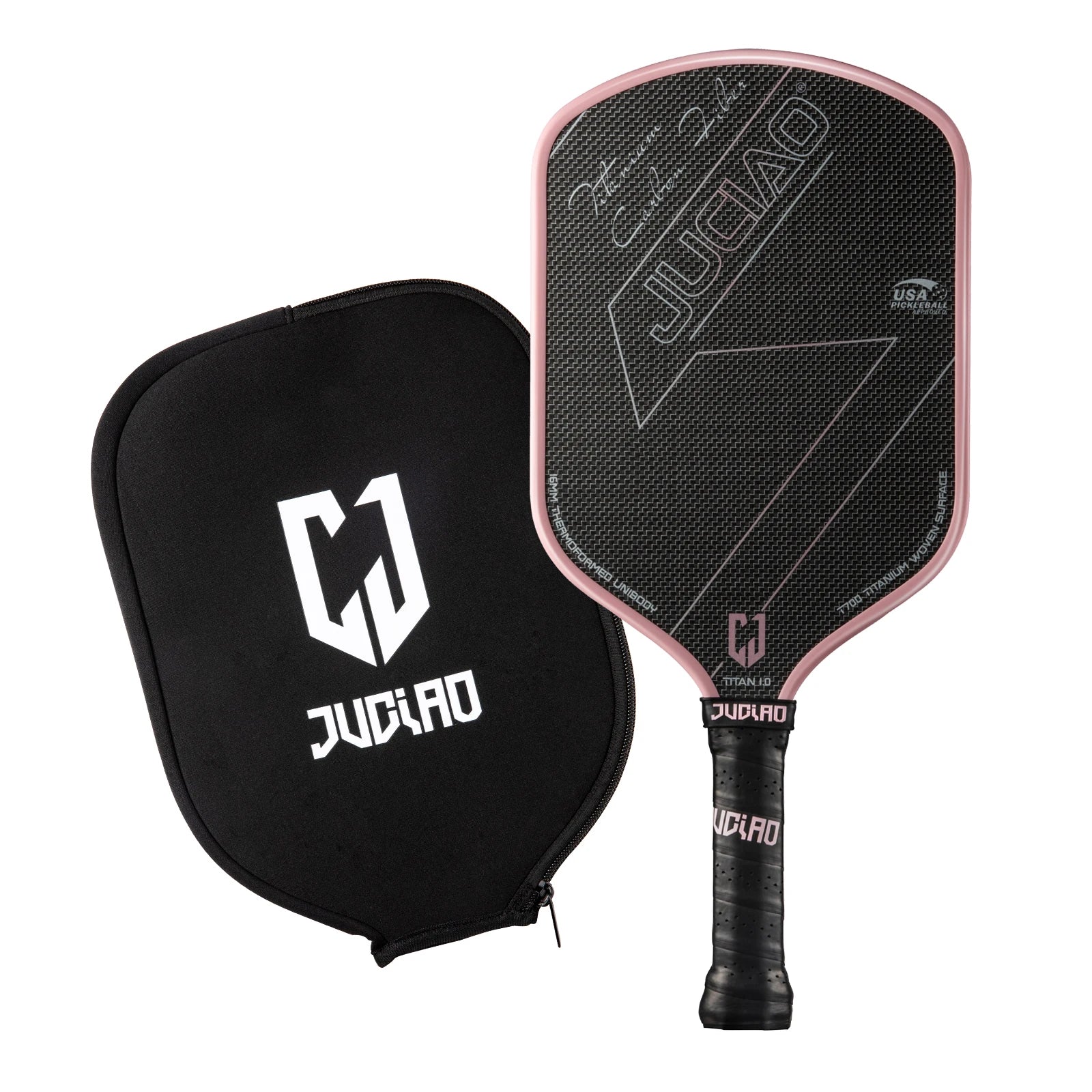 JUCIAO T-Titanium Pickleball Paddle Carbon Fiber Pickleballs For Spin And Control Foam  Injected Edges Thermoformed Pickleball
