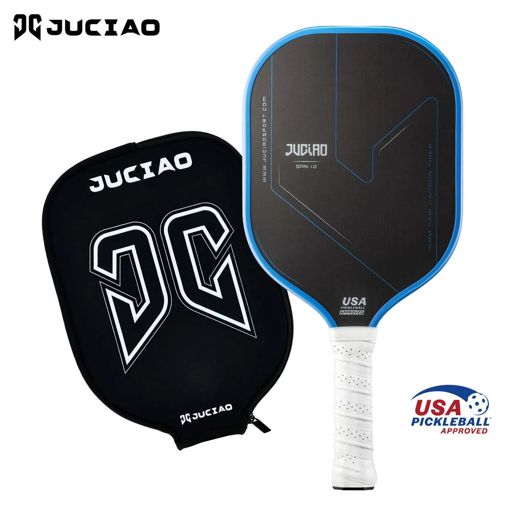 JUCIAO USAPA Approved Thermoformed Unibody T700 Raw Carbon Fiber Pickleball Paddle Spin Textured Surface With Foam Edge