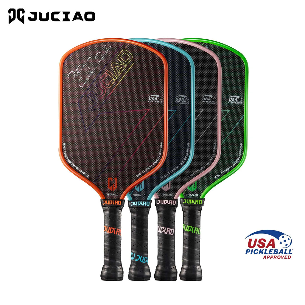 JUCIAO T-Titanium Pickleball Paddle Carbon Fiber Pickleballs For Spin And Control Foam  Injected Edges Thermoformed Pickleball