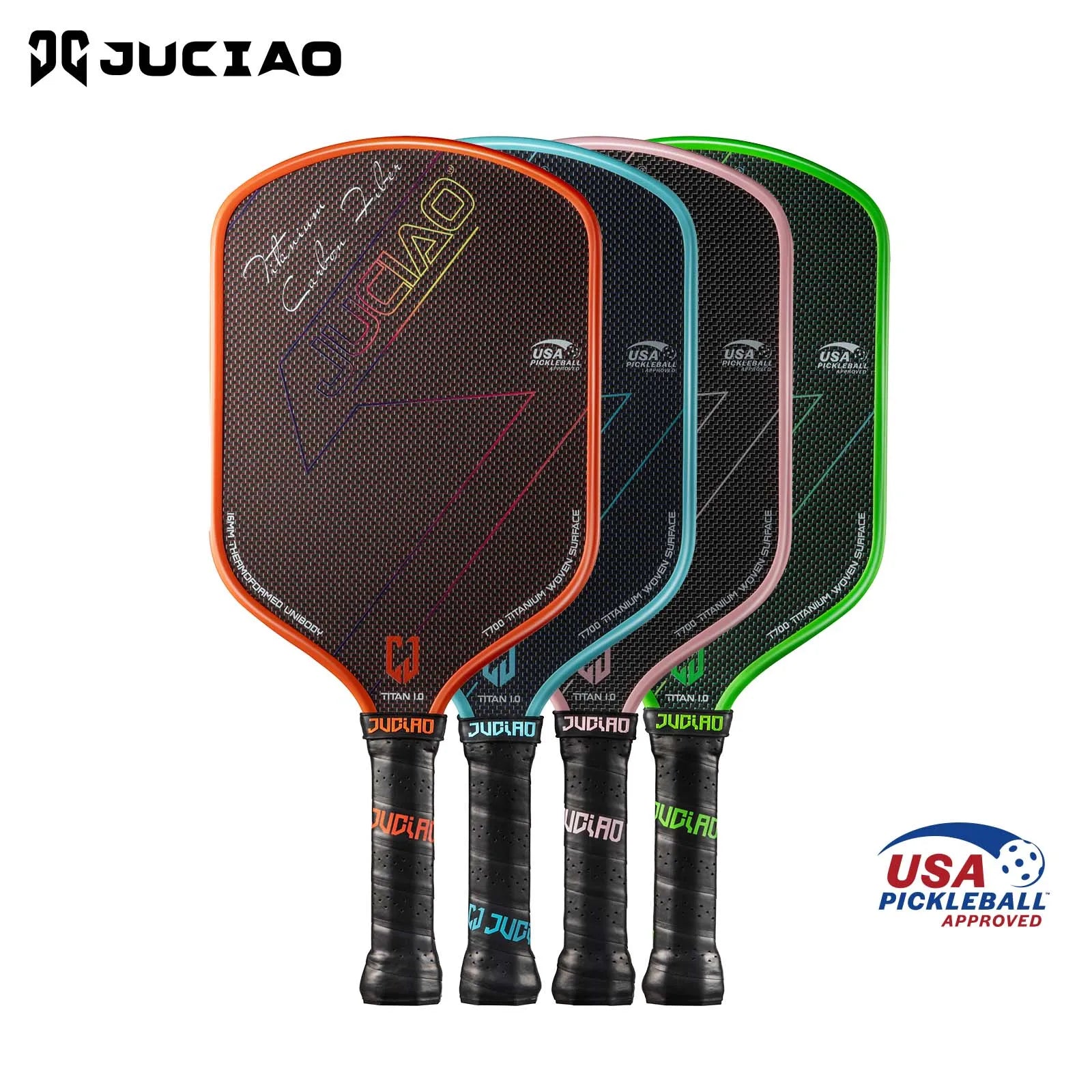 JUCIAO T-Titanium Pickleball Paddle Carbon Fiber Pickleballs For Spin And Control Foam  Injected Edges Thermoformed Pickleball