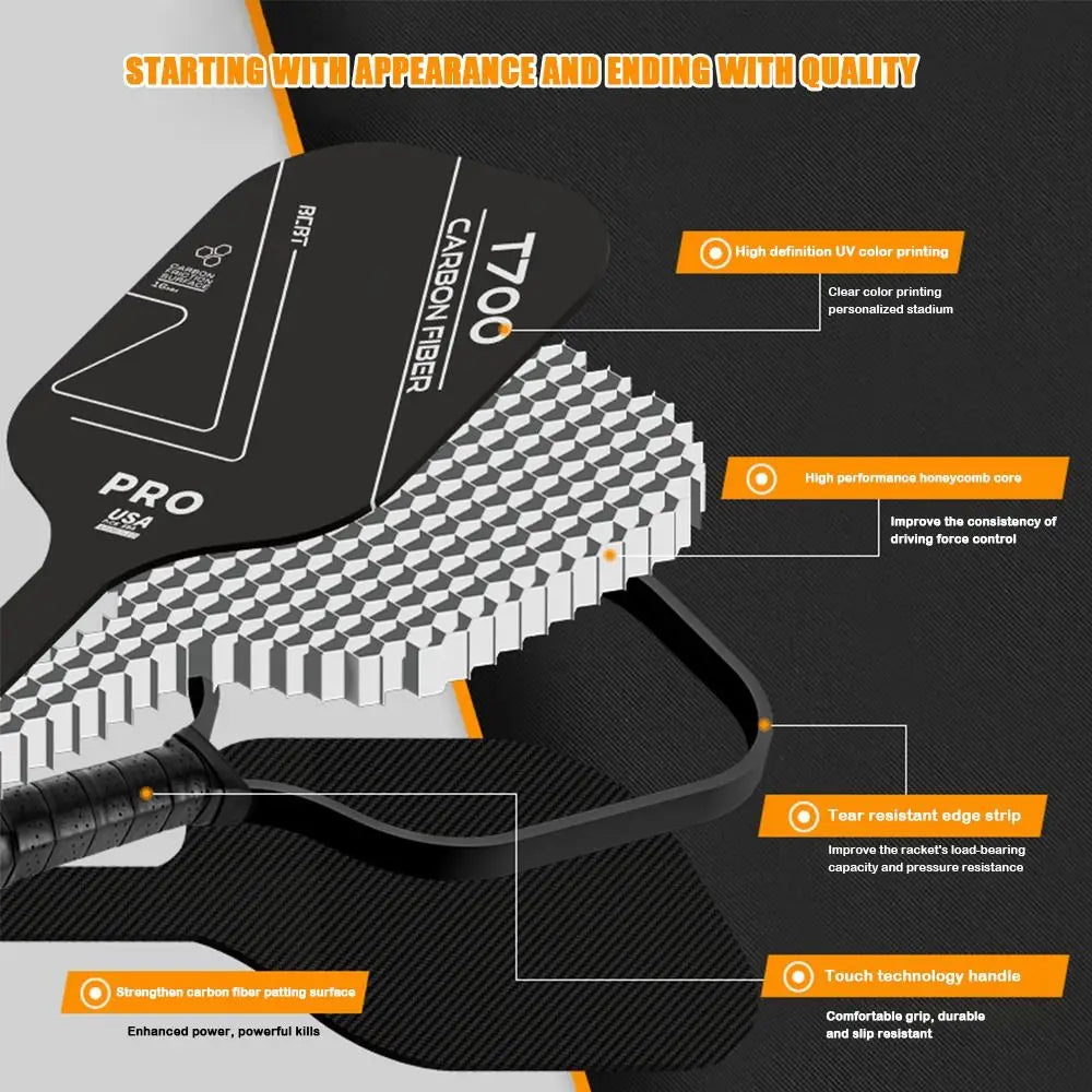 For 1pc T700 Pickleball Paddles Frosted Surface Carbon Fiber Pickleball Rackets Lightweight USAPA Approved Pickle Ball Paddle