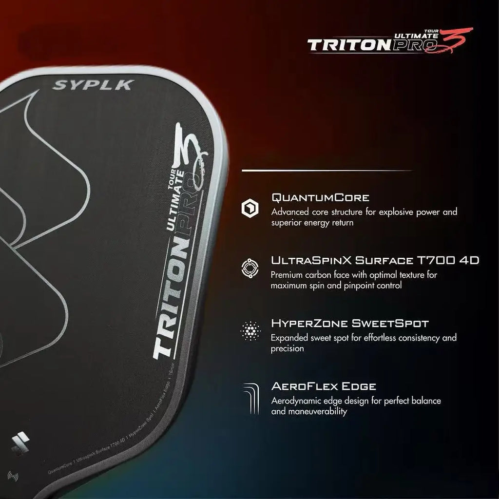 TRITON PRO3 Thermoformed T700 Carbon Fiber, Fabric Texture Pickleball Paddle, 16mm Polypropylene Honeycomb Core