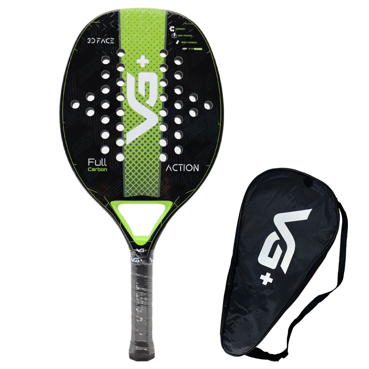 12K/Kevlar/Full Carbon Beach Tennis Racket Set Fiber Rough Surface Outdoor Sports Ball Racket For Men Women Adult Senior Player