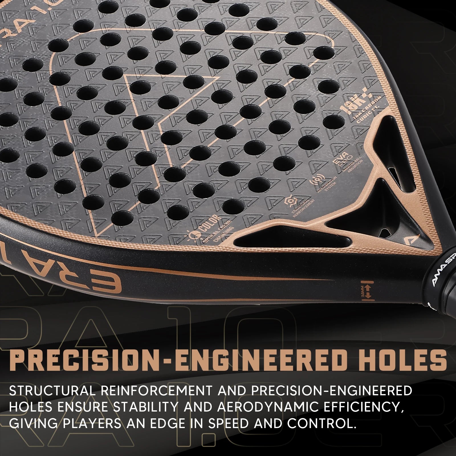 AMASPORT 18K Carbon Cubic Padel Racket Diamond Shape with 3D-Textured Surface Smarter System for Enhanced Control Padel Racquet