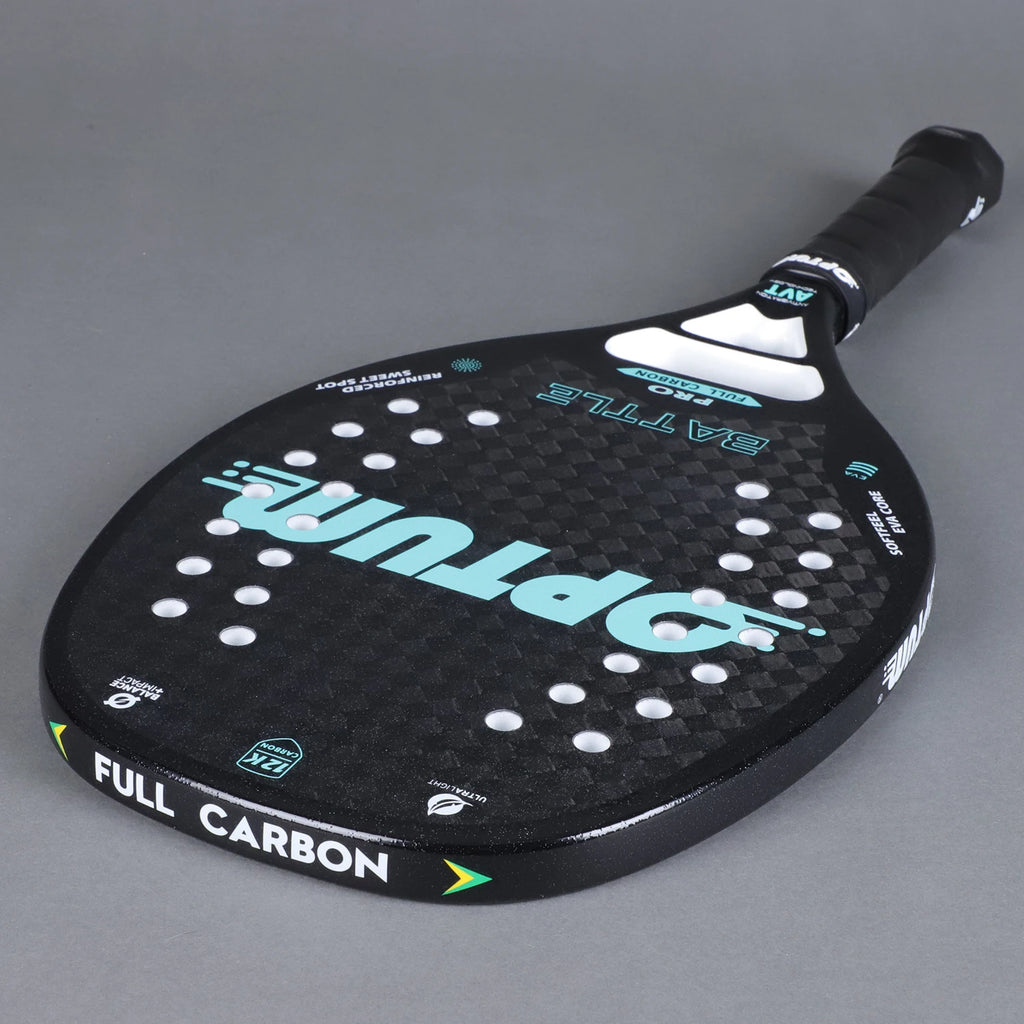 OPTUM BATTLE 12K Carbon Fiber Rough Surface Beach Tennis Racket With Cover Bag