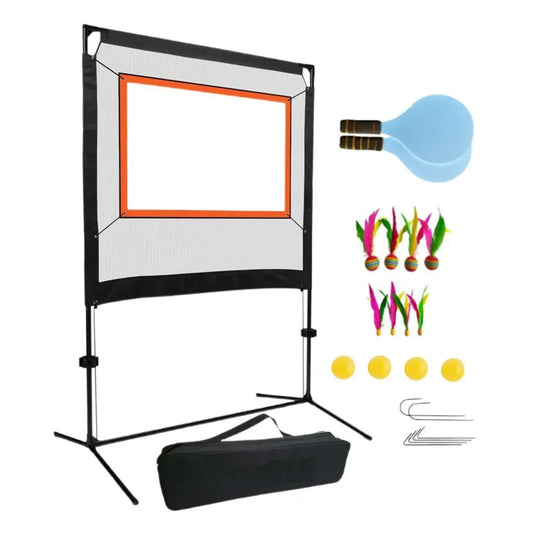 Jazzminton Net Set Easy Setup with Carry Bag with Shuttlecocks with Rackets for Outdoor Beach Sports Indoor Home