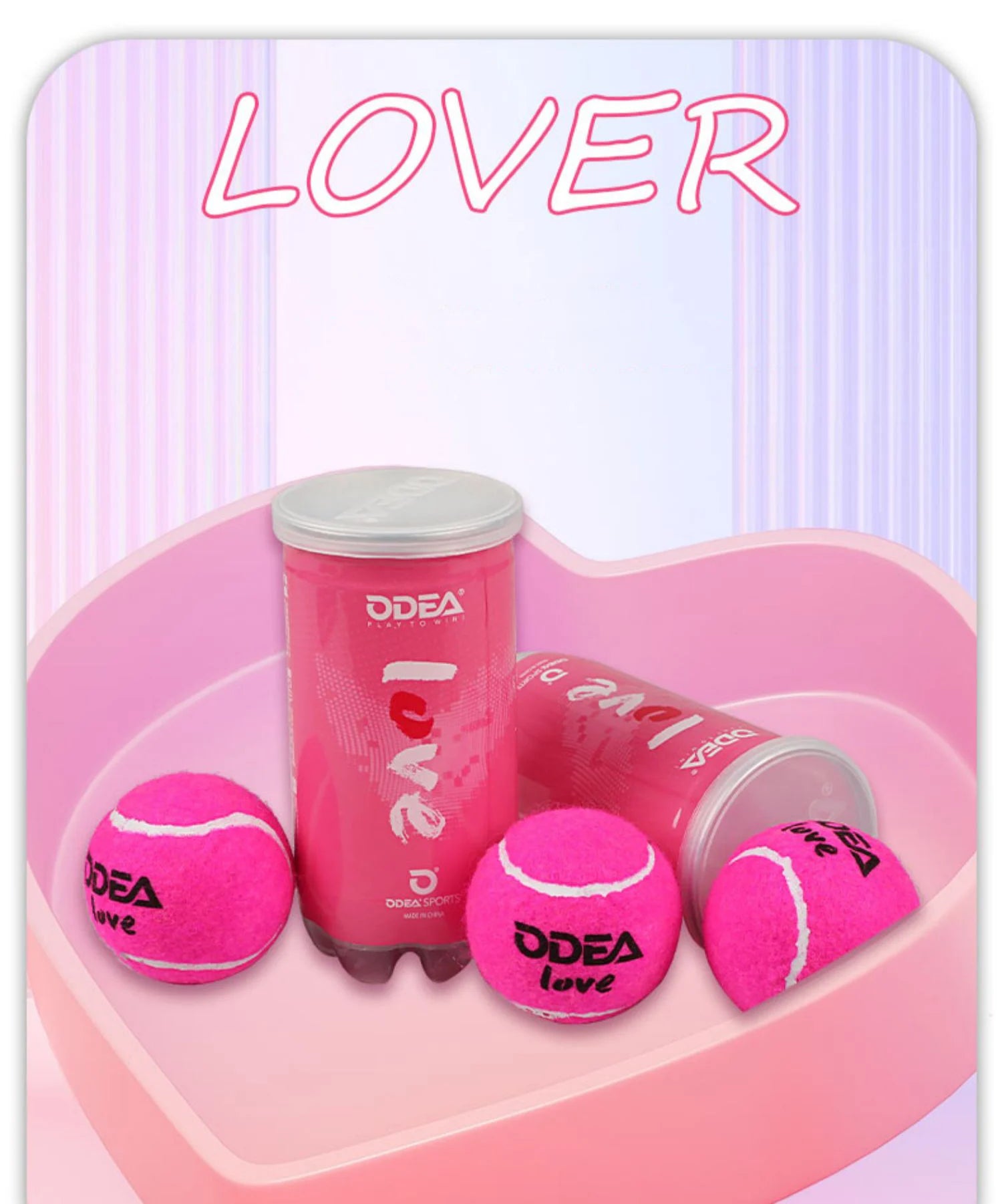 ODEA Professional Tennis Pink Training Ball 2 ball/barrel Match Balls High Elasticity Resistant Durable Excesice Outdoor Traini