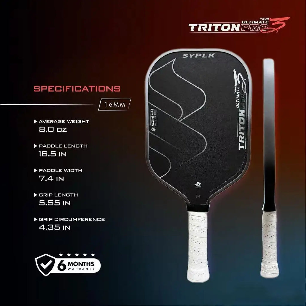 TRITON PRO3 Thermoformed T700 Carbon Fiber, Fabric Texture Pickleball Paddle, 16mm Polypropylene Honeycomb Core