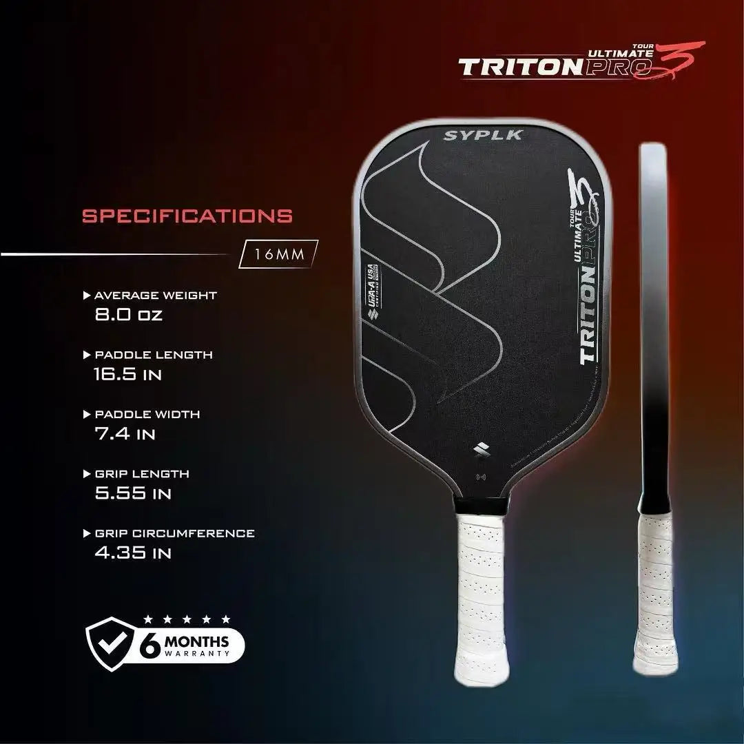 TRITON PRO3 Thermoformed T700 Carbon Fiber, Fabric Texture Pickleball Paddle, 16mm Polypropylene Honeycomb Core