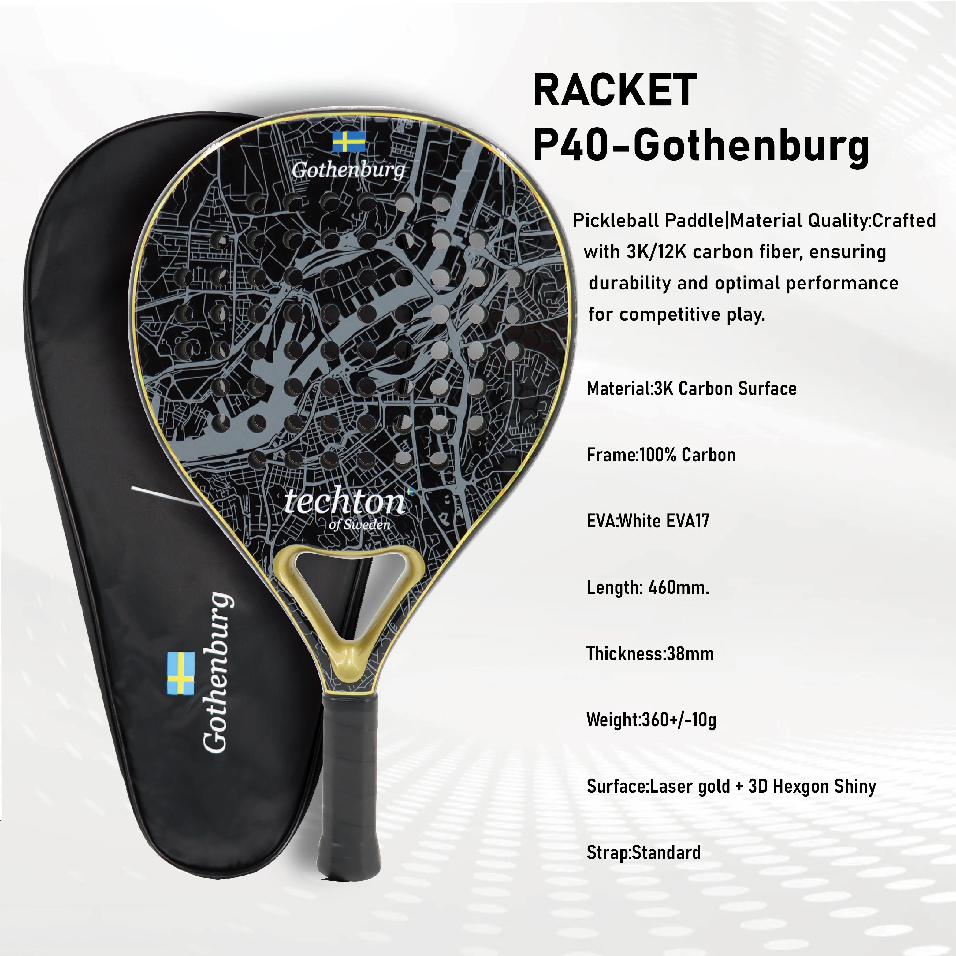 Pala Padel Raquetas de Tenis Racket Paddle Racquet EVA Soft 100%/3K/12K Carbon Fiber 3D Hexgon Paddle with Padel Bag Accessories