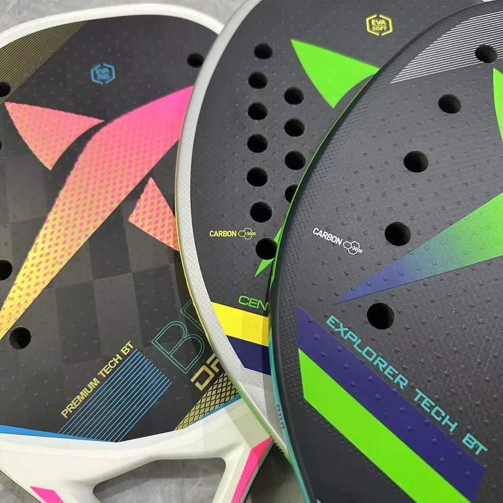 Beach Tennis Racket 3K Full Carbon Fiber Rough Surface Interlayer EVA Foam Opening or Hole in A Utensil