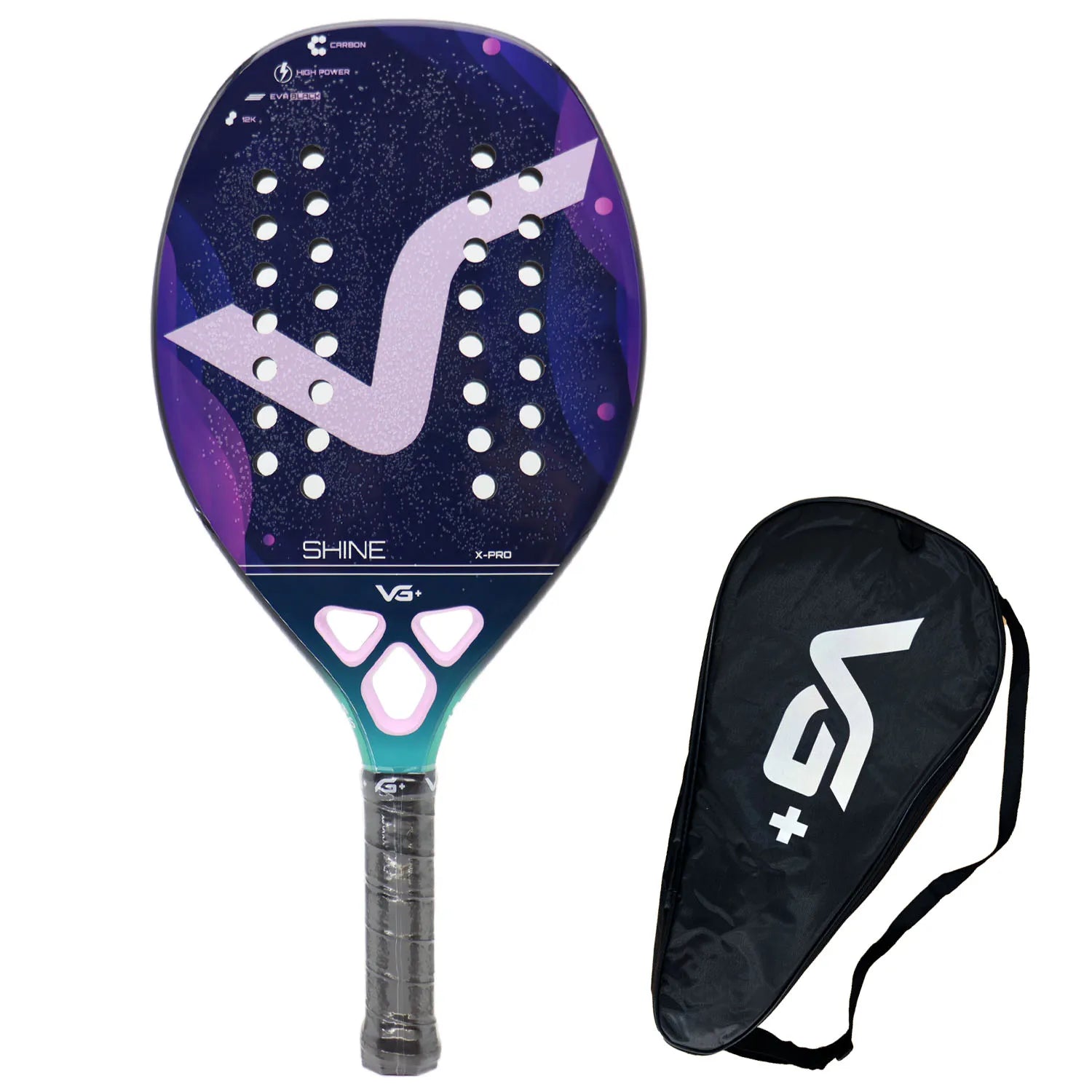 12K/Kevlar/Full Carbon Beach Tennis Racket Set Fiber Rough Surface Outdoor Sports Ball Racket For Men Women Adult Senior Player