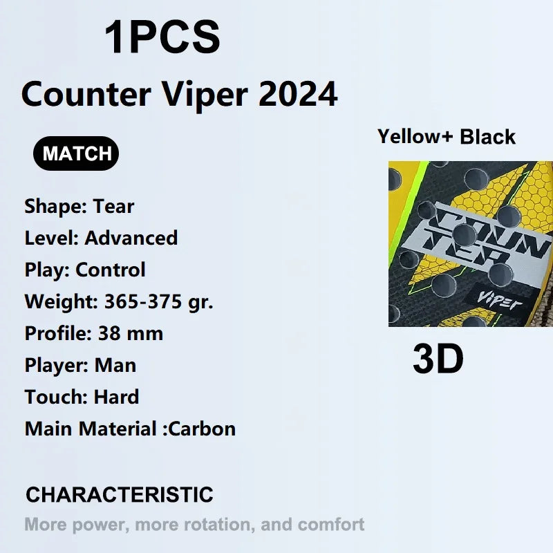 Padel Tennis Racket, 3K Carbon Fiber, Eva Soft Memory Shape, Rough Surface, High Balance Padel Paddle without Bag