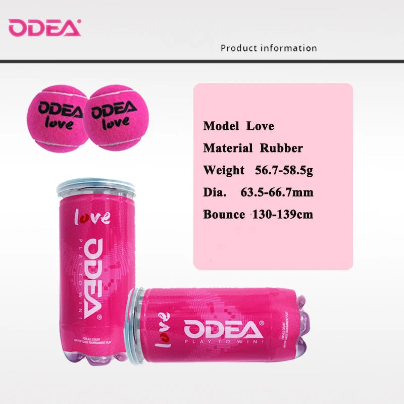 ODEA Professional Tennis Pink Training Ball 2 ball/barrel Match Balls High Elasticity Resistant Durable Excesice Outdoor Traini