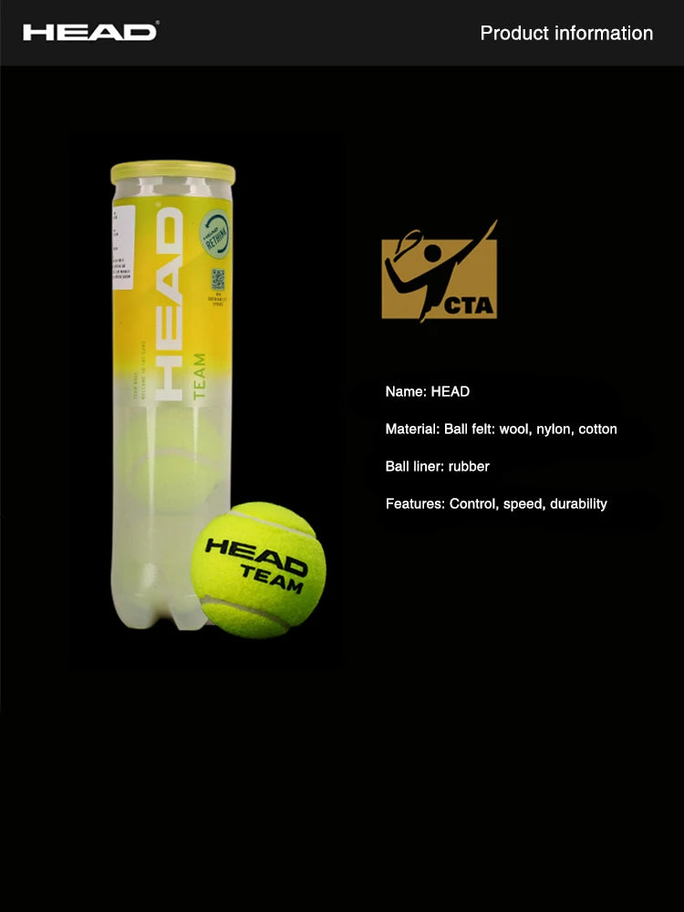 HEAD Professional Tennis 4B TEAM 3 Tour X Training Ball T 3B Pro Match Balls High Elasticity Resistant Durable Excesice Tennis