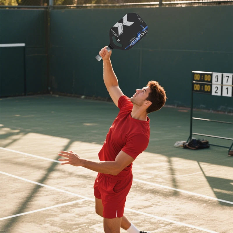 Pickleball Paddle, T700 Carbon Fiber Racket with Aero Throat, 14MM Polypropylene Honeycomb Core, Textured Carbon Grit Surface!