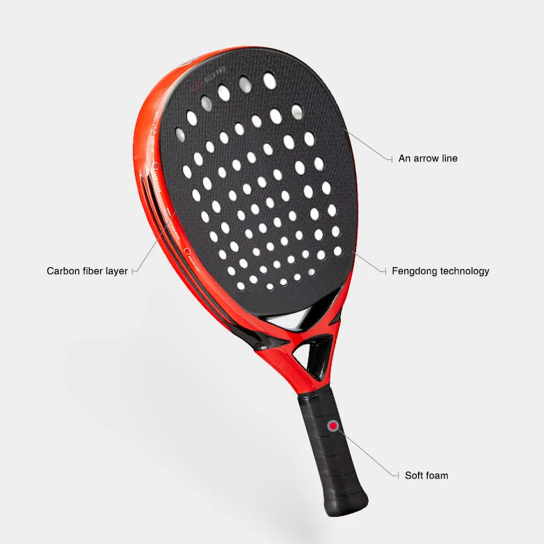 Padel Plate Tennis Racket Carbon Fibre Composite Diamond Shaped EVA Laminated Foam HPS Fengdong 3D SPIN Sports Racquet