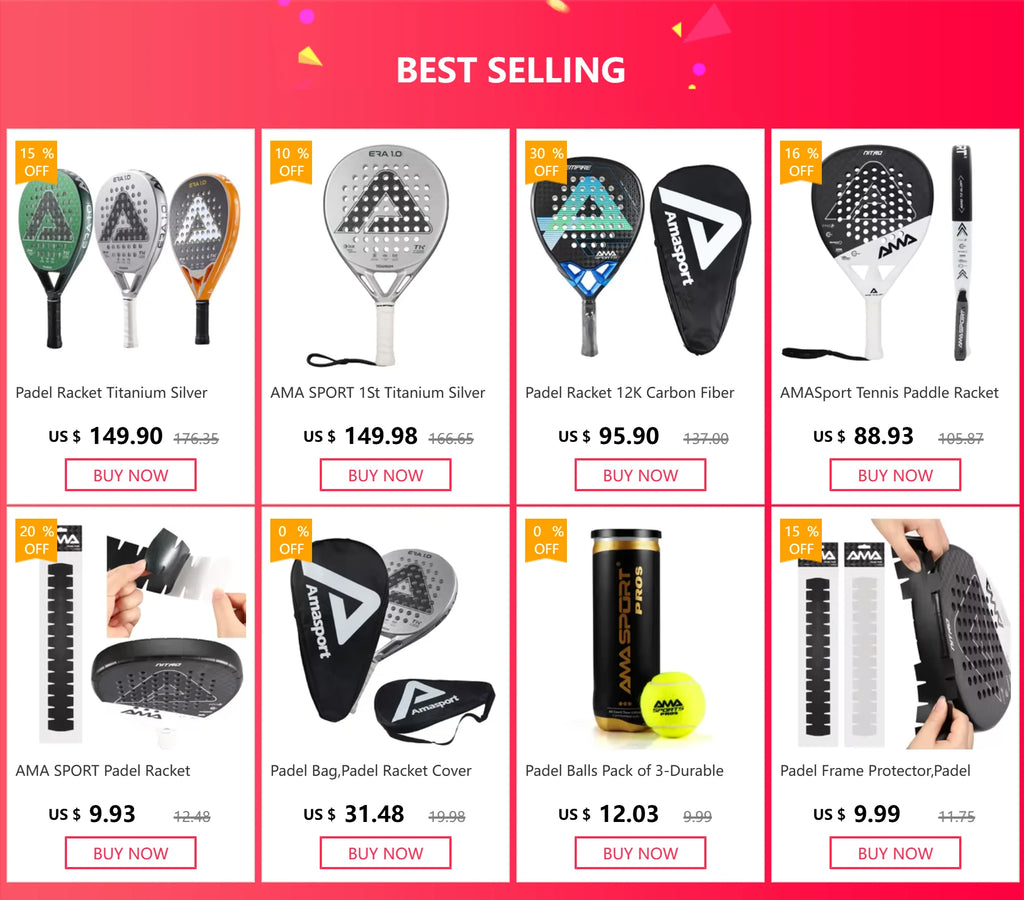 AMASport Tennis Paddle Racket Padel 12K Carbon Fiber Surface with EVA Memory Flex Foam Core-Even Balance Point-Power and Control