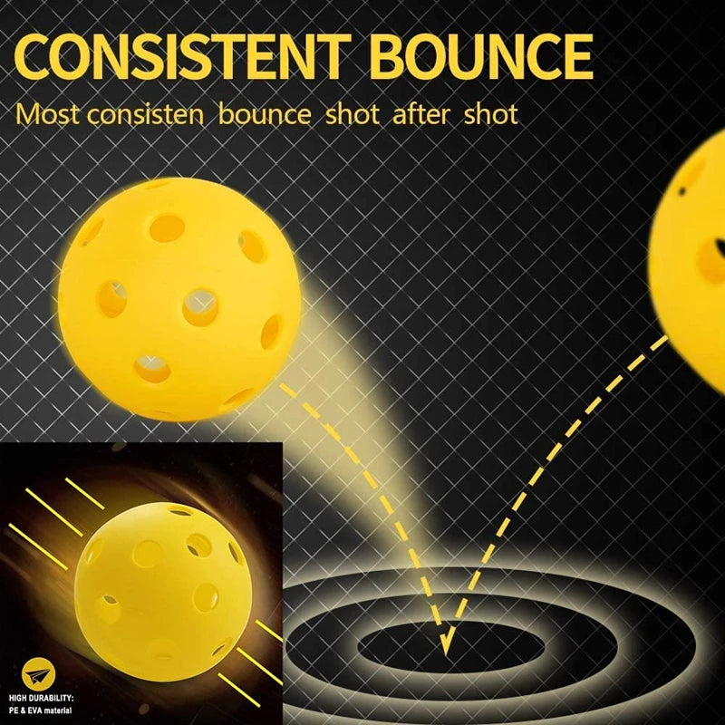 Indoor Pickleball Balls Paddle Ball 26 Holes Pickleball Sport Training Practice Plastic Pickleball Airflow Hollow Balls