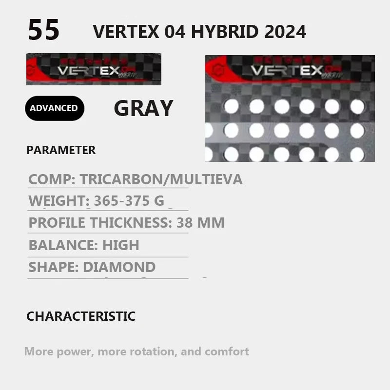 Padel Plate Tennis Racket Carbon Fibre Composite Diamond Shaped EVA Laminated Foam HPS Fengdong 3D SPIN Sports Racquet